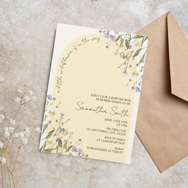 Little Wildflower Girl Baby Shower Arch Boho Invitation (A Little widlflower Is on the Way, beautiful girl baby shower invitation)