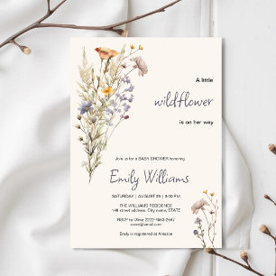 Little Wildflower Girl Baby Shower Boho floral Invitation