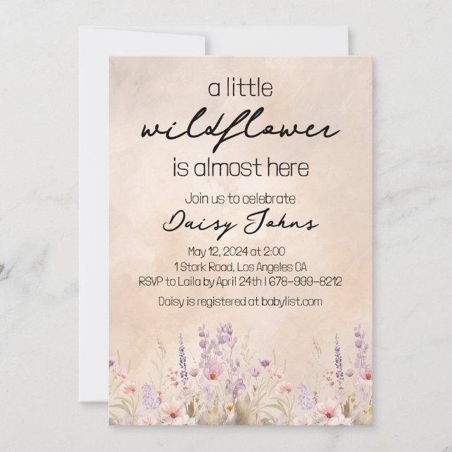 Little Wildflower Girl Baby Shower Invitation (Front)