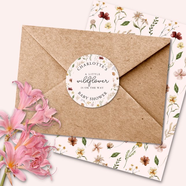 Little Wildflower Girl Baby Shower Sticker (Creator Uploaded)