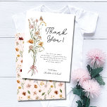 Little Wildflower Girl Baby Shower Thank You Card<br><div class="desc">Are you looking for a beautiful baby shower theme for a mummy-to-be? Check out this Little Wildflower Girl Baby Shower Thank You Card. It features a beautiful bouquet of watercolor wildflowers on a white background. On the back, you find a cute floral pattern with a pink background. But you can...</div>