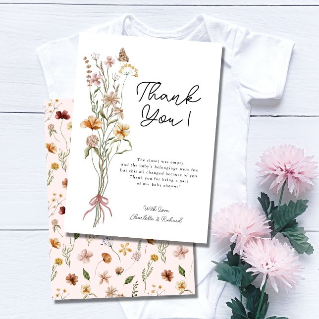 Little Wildflower Girl Baby Shower Thank You Card (Creator Uploaded)