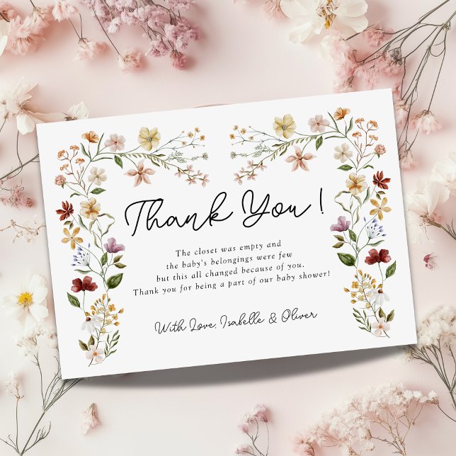 Little Wildflower Girl Baby Shower Thank You Card (Creator Uploaded)