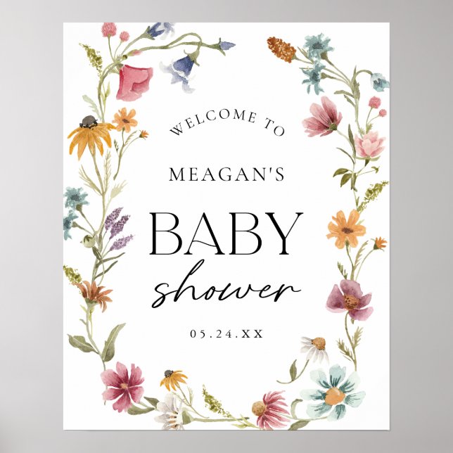 Little Wildflower Girl Baby Shower Welcome Sign (Front)