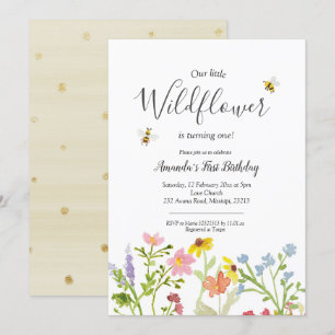 Little wildflower girl birthday invitation