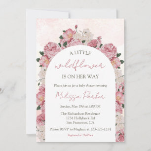 Little Wildflower Girl Elegant Floral Baby Shower  Invitation