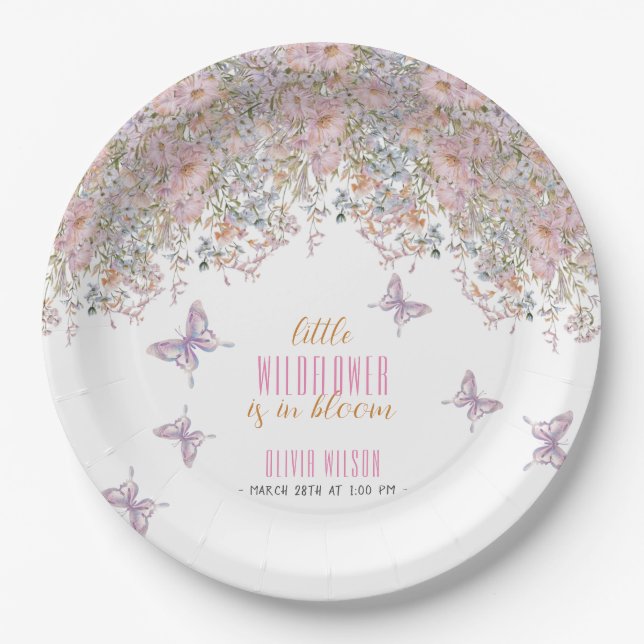 Little wildflower is in bloom baby shower #2 paper plate (Front)