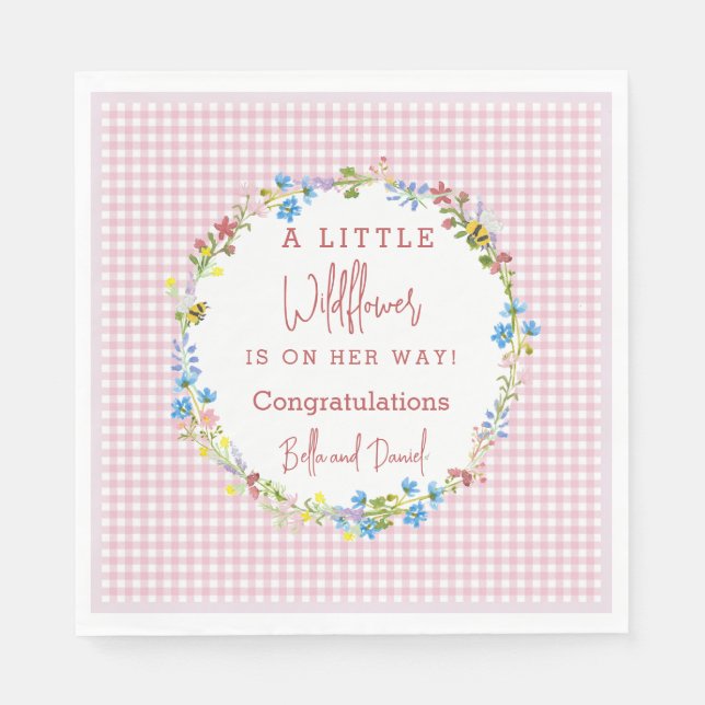Little Wildflower Is On Her Way Baby Shower  Napkin (Front)