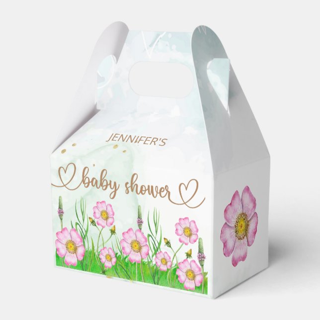 Little Wildflower Is On The Way Baby Shower Favour Box (Back Side)