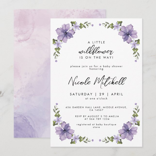 Little Wildflower Is On The Way Baby Shower Invitation (Front/Back)