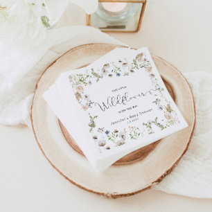 Little wildflower is on the way baby shower napkin
