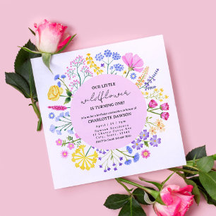 Little Wildflower Is turning One First Birthday Invitation