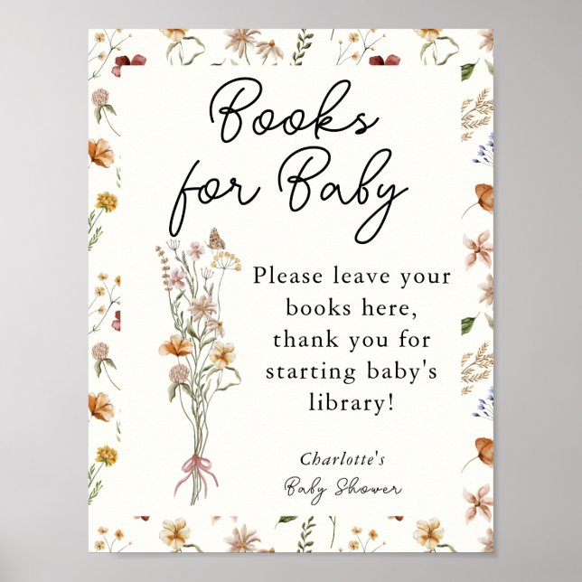 Little Wildflower Ivory Baby Shower Books for Baby Poster (Front)
