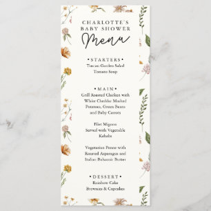 Little Wildflower Ivory Baby Shower Menu