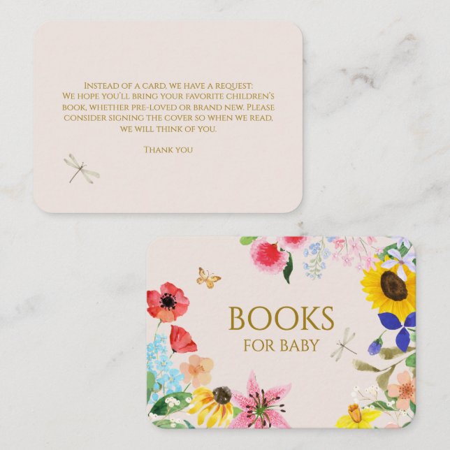 Little wildflower mama to Bee Baby Shower Books  Enclosure Card (Front/Back)