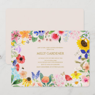 Little wildflower mama to Bee Baby Shower Invitation