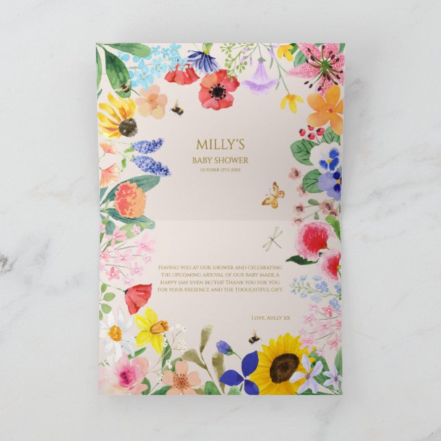 Little wildflower mama to Bee Baby Shower Thank You Card (Inside)