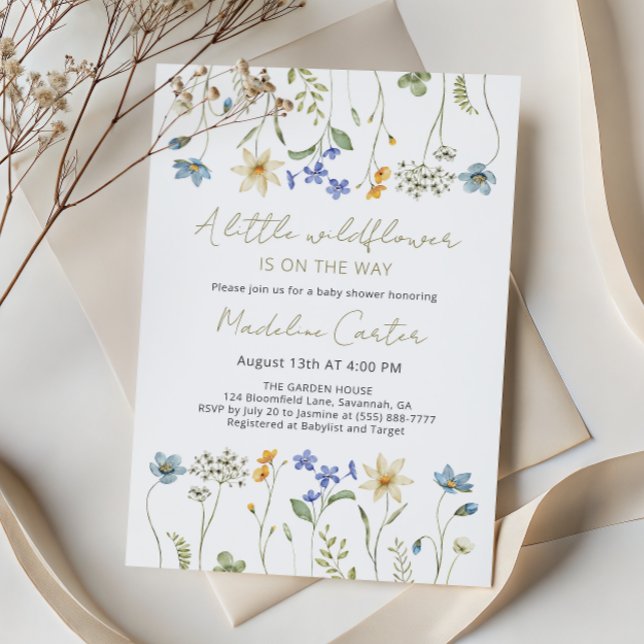 Little Wildflower Minimalist Floral Baby Shower Invitation (Creator Uploaded)
