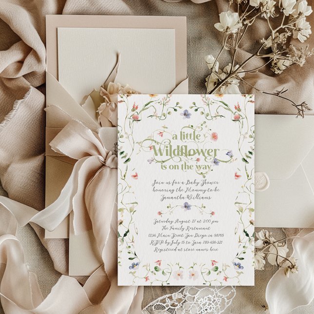 Little Wildflower Modern Floral Baby Shower Invitation (Creator Uploaded)