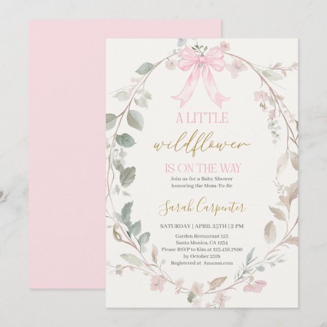 Little Wildflower on her Way Baby Shower Girl Invitation (Front/Back)