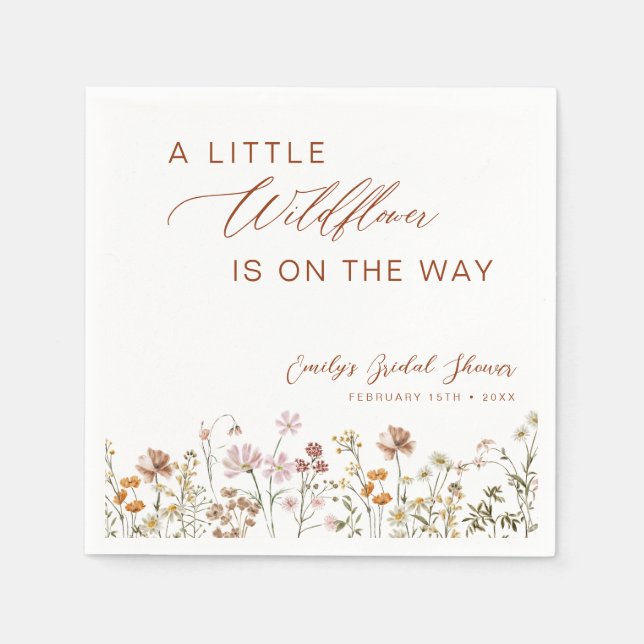 Little Wildflower on the Way Baby Shower Napkin (Front)