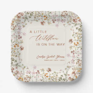 Little Wildflower on the Way Baby Shower Paper Plate