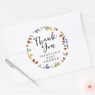 Little Wildflower On The Way Fall Baby Shower Classic Round Sticker