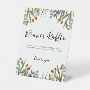 Little Wildflower On The Way Fall Diaper Raffle Pedestal Sign