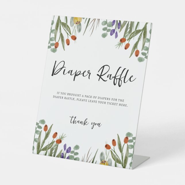 Little Wildflower On The Way Fall Diaper Raffle Pedestal Sign (Front)