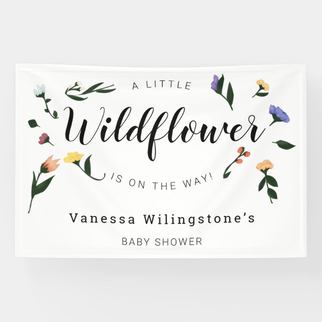 Little Wildflower on the Way Floral Baby Shower Banner (Horizontal)