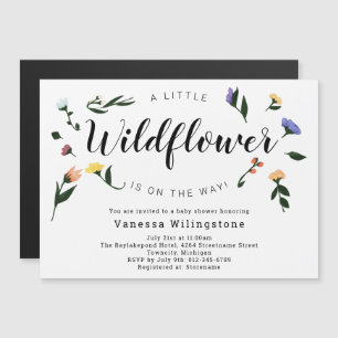 Little Wildflower on the Way Floral Baby Shower Magnetic Invitation