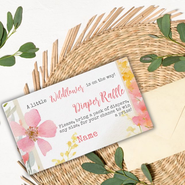 Little Wildflower Peach Floral Baby Shower Diaper Enclosure Card (Creator Uploaded)