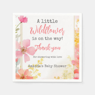 Little Wildflower Peach Flower Floral Baby Shower  Napkin