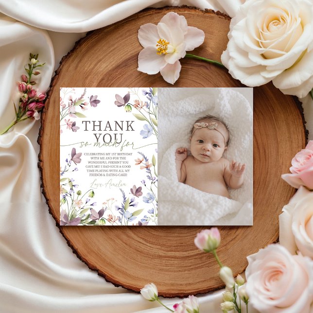 Little Wildflower Photo Thank You Card (Creator Uploaded)