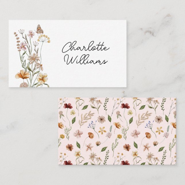 Little Wildflower Pink Baby Shower Custom Name Place Card (Front/Back)