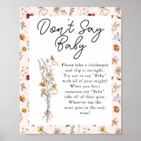 Little Wildflower Pink Baby Shower Don't say Baby