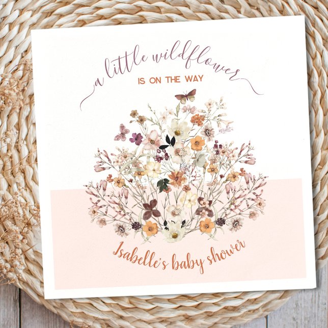 Little Wildflower Pink Baby Shower Paper Napkins (Little Wildflower Pink Baby Shower Paper Napkins)