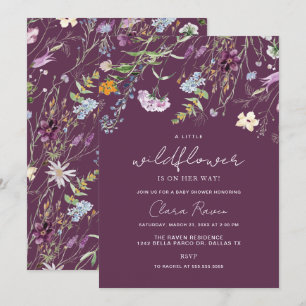 Little Wildflower Plum Purple Floral Baby Shower Invitation
