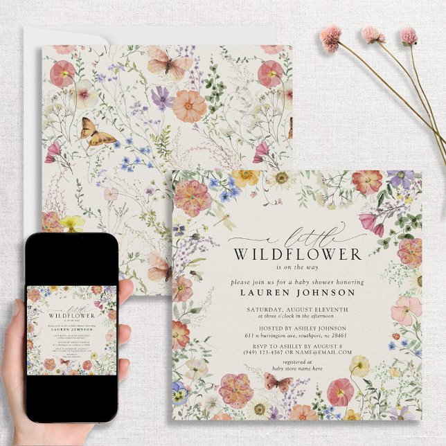Little Wildflower Pressed Flowers Baby Shower Invitation (Creator Uploaded)