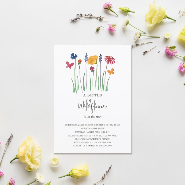 Little Wildflower Pretty Baby Girl Baby Shower Invitation (Little Wildflower Pretty Baby Girl Baby Shower Invitation)