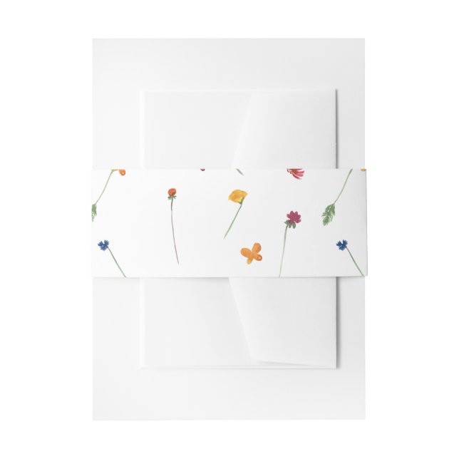 Little Wildflower Pretty Baby Girl Baby Shower Invitation Belly Band (Front Example)