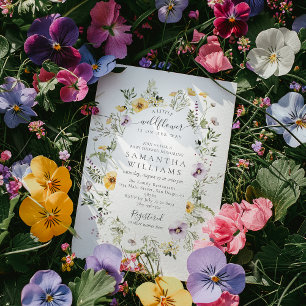 Little Wildflower Purple Floral Baby Girl Shower Invitation