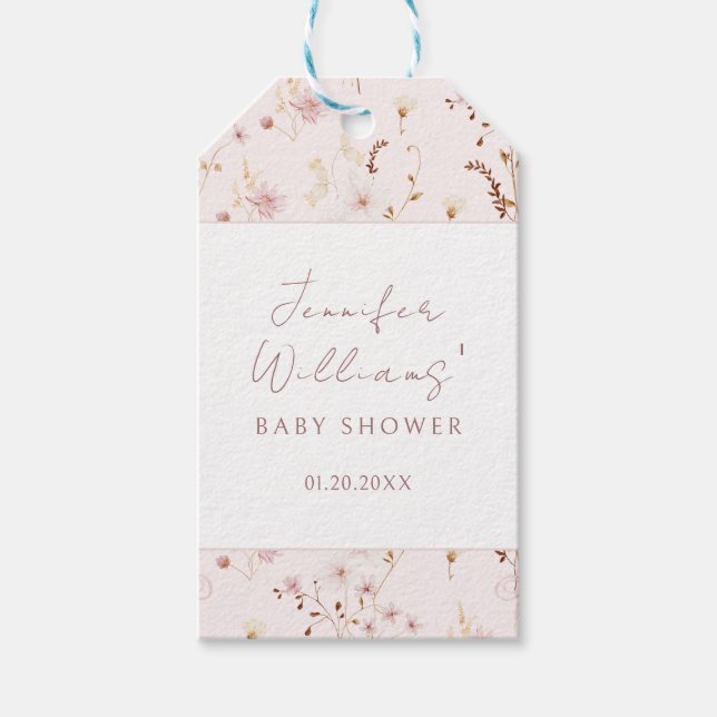 Little wildflower rustic baby girl shower Gift Tag (Front)