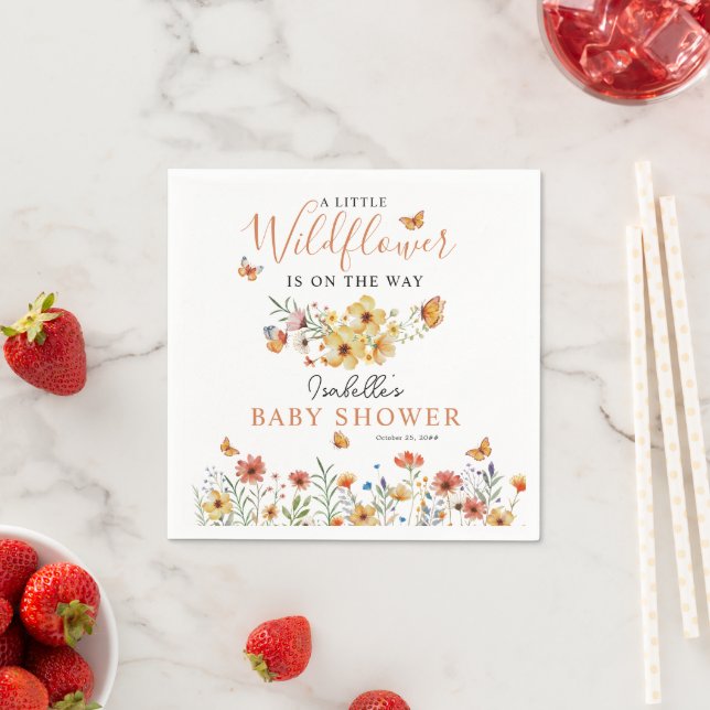 Little Wildflower Rustic Wildflowers Baby Shower  Napkin (Insitu)