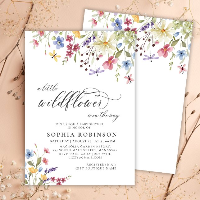Little Wildflower Script Boho Baby Shower Invitation (Creator Uploaded)