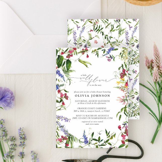 Little Wildflower Script Floral Baby Shower Invitation (Creator Uploaded)