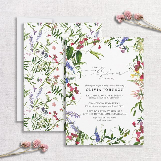 Little Wildflower Script Floral Baby Shower Invitation (Creator Uploaded)
