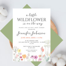 Little Wildflower Simple Baby Shower Invitation