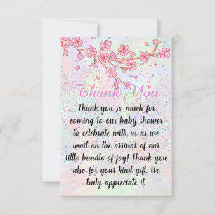 Little Wildflower Soft Pink Girl Baby Shower  Thank You Card