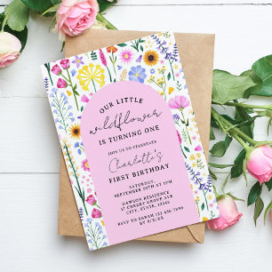 Little Wildflower Spring 1st Birthday Garden Party Invitation